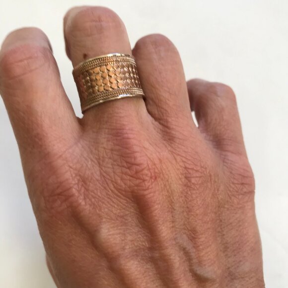 Anna Beck Classic Band Ring Womens 10 Two Tone 18K Gold .925 Sterling Silver - Picture 8 of 11